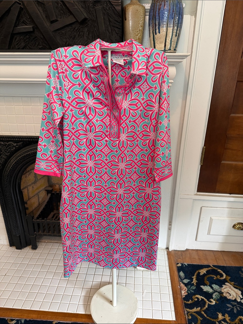 Gretchen Scott Pink & Aqua Geometric Floral dress- never worn. 209 retail